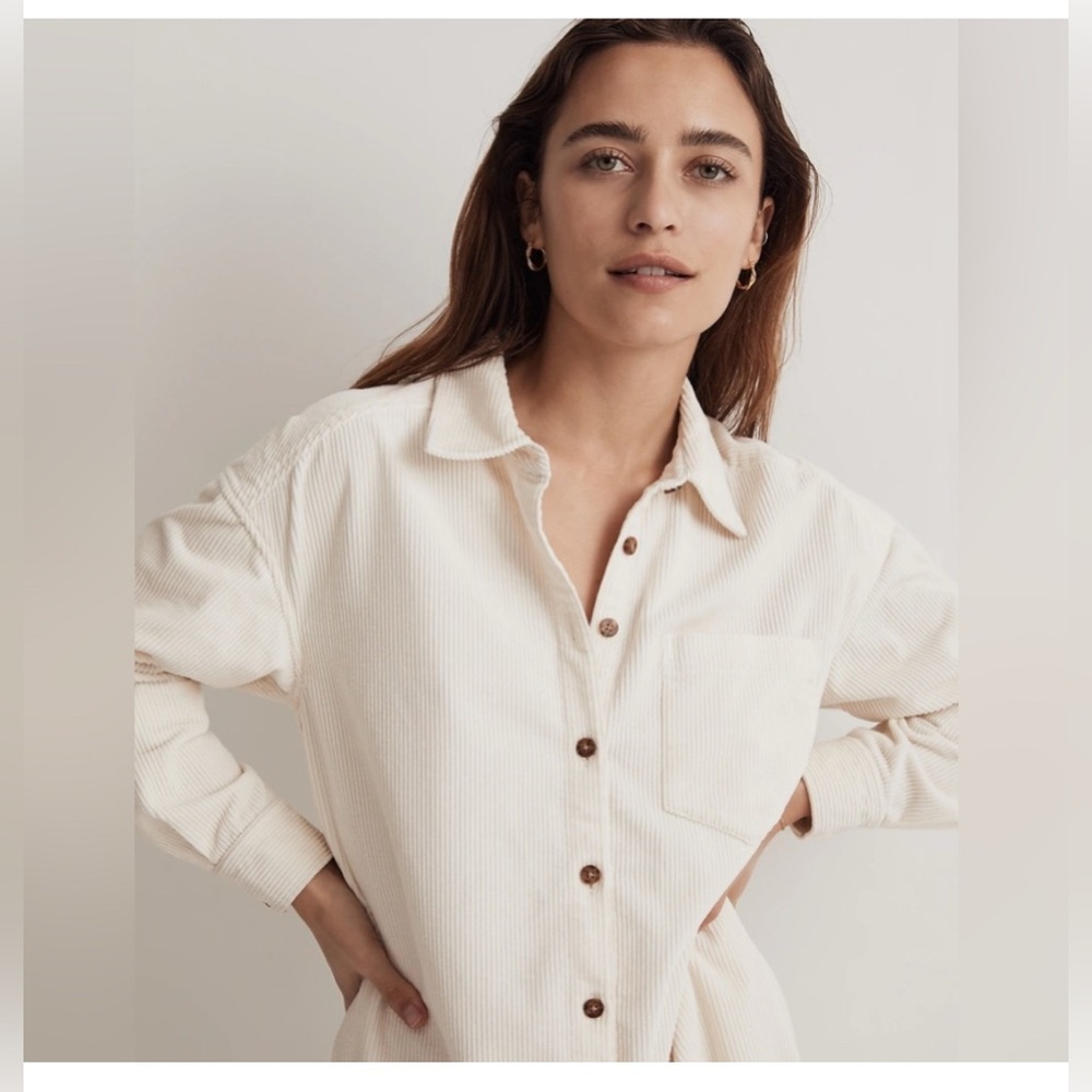 New Madewell Corduroy Easy Mini Shirtdress Lighthouse Size SMALL Women - Picture 4 of 12